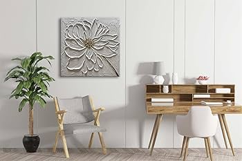Amazon.co.jp: Slyart 手塗り 3D 花柄 キャンバス ウォール